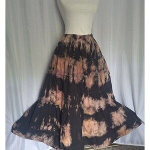 Vtg Lucia Lukken Tie Dyed Broomstick Skirt Festival Boho Gypsy Midi Sz M